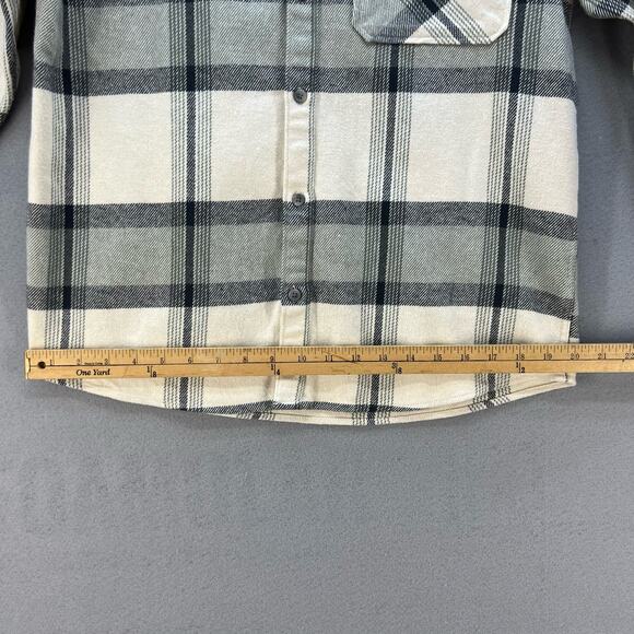 Zara Button Down Top Women's Size 13/14 Beige Plaid Woven Long Sleeve Flannel - Picture 2 of 10